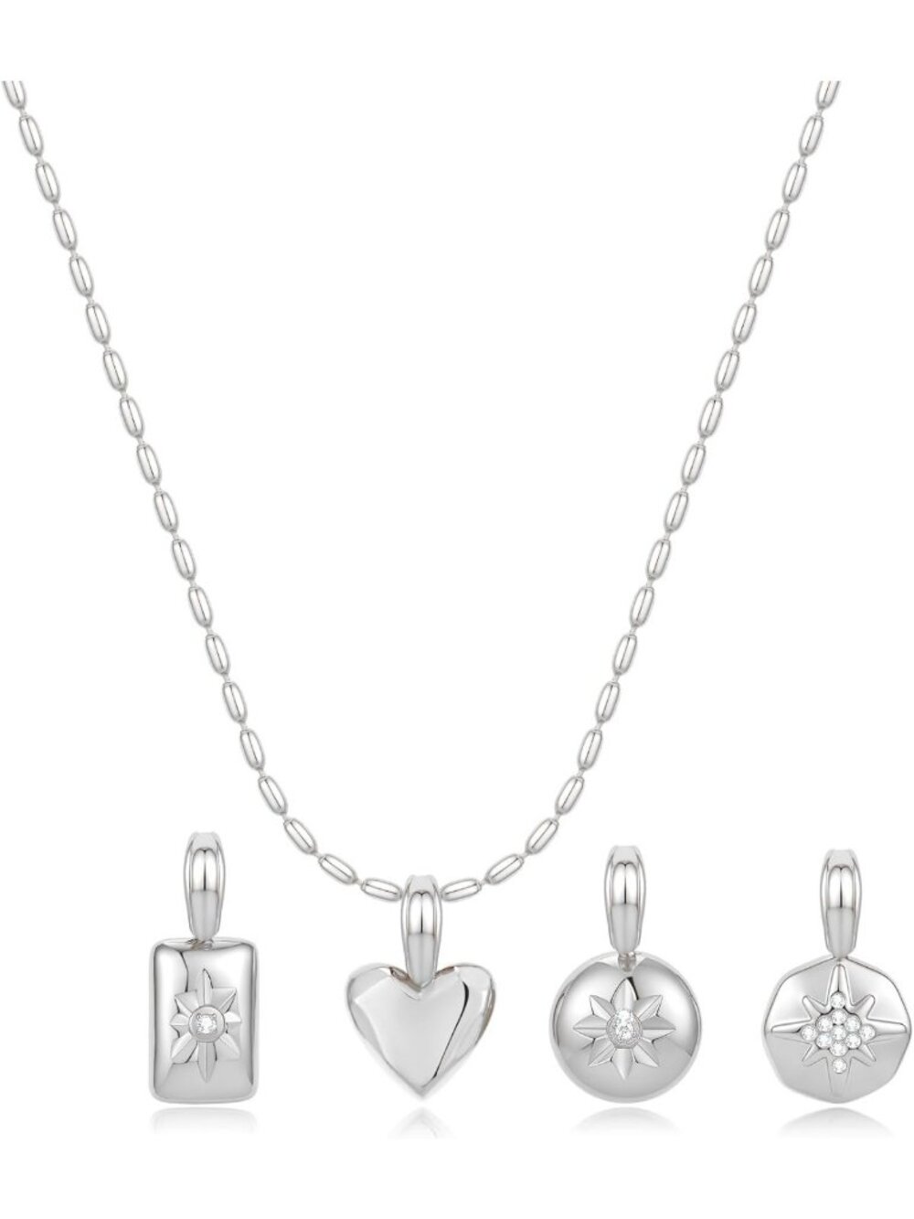 Removable CZ Charms Necklace - Interchangeable Gold & Silver Jewelry Accessory